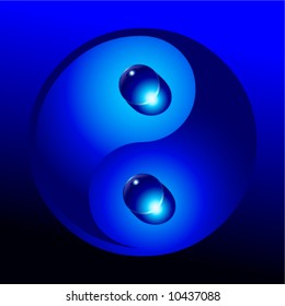 Vector yin yang symbol with water drops