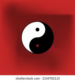 a vector of yin and yang symbols on a dark red background
