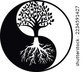 Vector ying yang tree is suitable for metal and wood laser cutting.