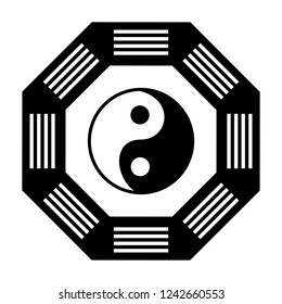 Vector of Yinyang Fortune Charm of Chinese People black and white icon