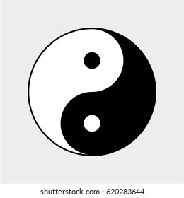 Vector yin-yang symbol with border outline