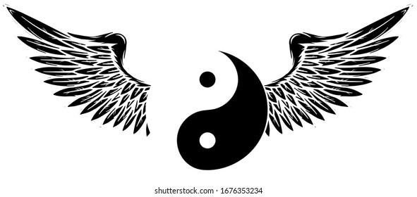 Vector yin-yang symbol without border around the edge.
