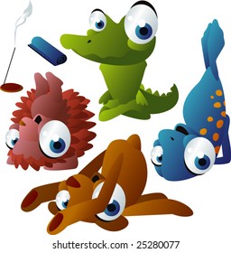 vector yoga animals set 180: crocodile, hedgehog, seal, bear