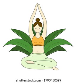 Vector yoga asana. Girl meditation