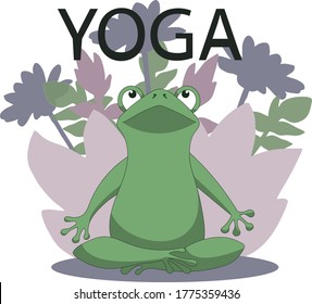 Vector Yoga Frog In The Lotus Position. Calm And Zen. Harmony And Health