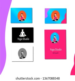 Vector yoga icons and round line badges - graphic design elements in flat style or logo templates for spa center or yoga studio