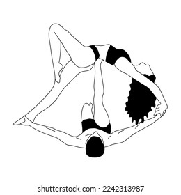 Vector yoga illustration. Yoga asanas for couple yoga.Hand drawn sketch. 