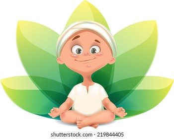 Vector yoga illustration with baby