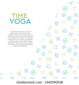 Vector yoga illustration. Cards with flowers. Identity design for yoga studio, yoga center, class, magazine, presentation. Template of yoga poster, flyer, banner. Stock image on white background, eps.