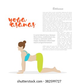 Vector yoga illustration. Yoga set. Yoga asanas. Girl does yoga exercises. Healthy lifestyle. Templates for spa center or yoga studios.