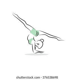 Vector yoga illustration. Yoga set.  Women yoga. Yoga class, yoga center, yoga studio. Yoga poster. Sketch with yoga asana.  Healthy lifestyle. Hand drown vector.