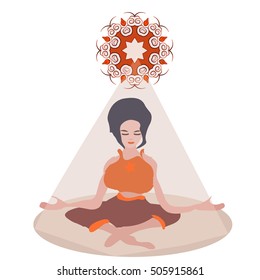 Vector yoga illustration. Template of poster for International  Day. Women do  exercises. Flat design. Cartoon