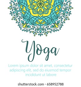 Vector yoga illustration. Template of poster for International Yoga Day. Flyer for 21 June, Yoga day