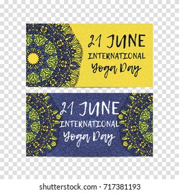 Vector yoga illustration. Template of poster for International Yoga Day. Flyer for Yoga day
