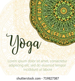Vector yoga illustration. Template of poster for International Yoga Day. Flyer Yoga day