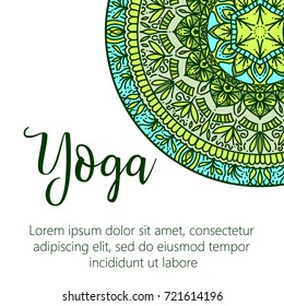 Vector yoga illustration. Template of poster for International Yoga Day. Flyer Yoga day