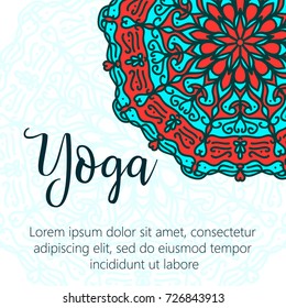 Vector yoga illustration. Template of poster for International Yoga Day. Flyer Yoga day