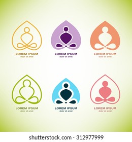 vector yoga logo, Wellness, spa, health and cosmetics emblem collection. 
