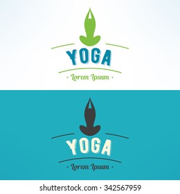Vector yoga lotus asana logo. Meditation and fitness sign.