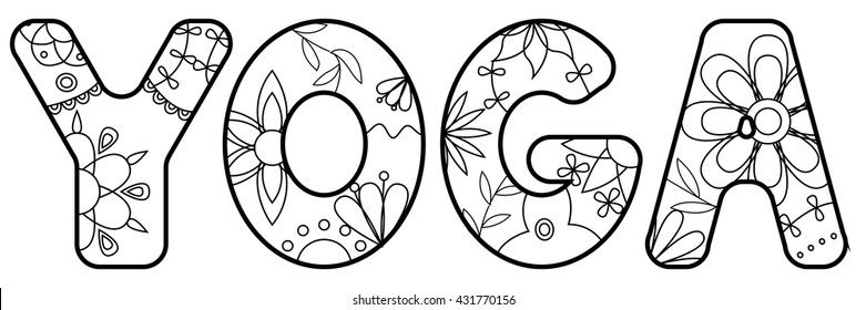 Vector yoga love painted coloring