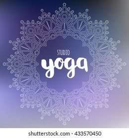 Vector yoga mandala line badges. Graphic design elements in outline style. Logo templates for spa center or yoga studio