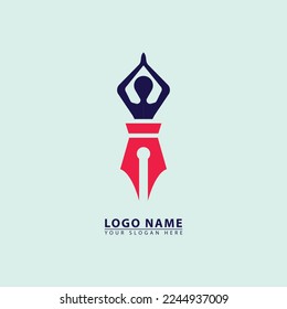 vector yoga pen logo icon. Abstract vector yoga pen, in a simple elegant flat illustration style.