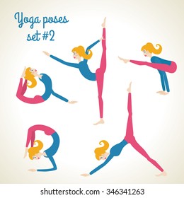 Vector yoga pose set, asana elements