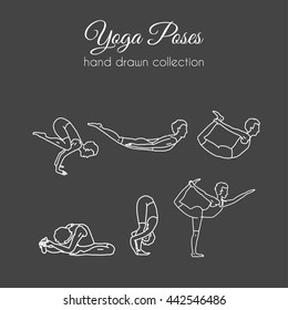 Vector yoga poses collection. Asana illustrations.