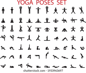 vector yoga poses set ,illustration