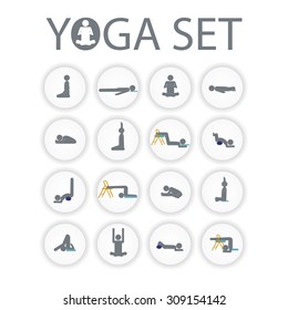 vector yoga poses stick man icon set