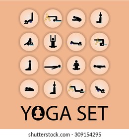 vector yoga poses stick man icon set