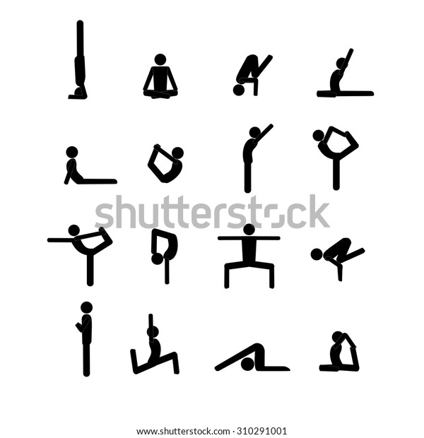 Vector Yoga Poses Stick Man Icon Stock Vector (Royalty Free) 310291001 ...