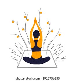 Vector yoga in shadow of sharp lines style