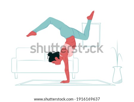 Vector yoga in shadow of sharp lines style