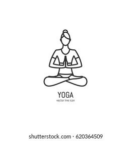 Vector Yoga Sign Icon In Trendy Linear Style