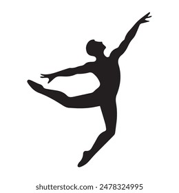 Vector yoga silhouette of a person jumping