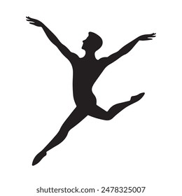 Vector yoga silhouette of a person jumping