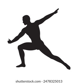 Vector yoga silhouette of a person jumping