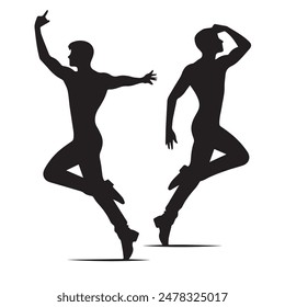 Vector yoga silhouette of a person jumping