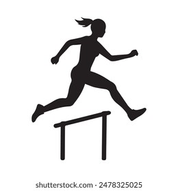 Vector yoga silhouette of a person jumping