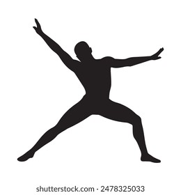 Vector yoga silhouette of a person jumping