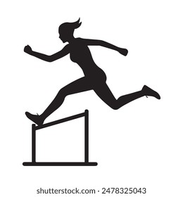 Vector yoga silhouette of a person jumping