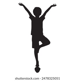 Vector yoga silhouette of a person jumping