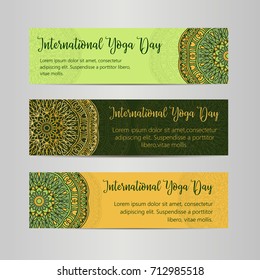 Vector yoga. Template of poster for International Yoga Day. Flyer for 21 june, Yoga day