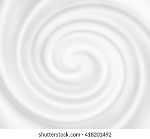 Vector yogurt swirl ice cream background. Snowy white mousse texture. White cheese cream. Tasty liquid texture of milky smooth product. Sweet food silky texture. Creamy dairy product.