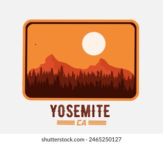 Vector de yosemite en california perfecto para imprimir, aparentar, pegatinas, etc