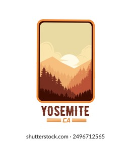 Vector de paisaje natural del bosque de Yosemite perfecto para impresión, ropa, etc