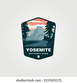 diseño de parches para la pegatina del parque nacional yosemite, diseño vintage de la colección de mapas nacionales de los estados unidos