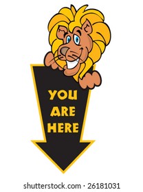 vector "you are here" location indicator with lion