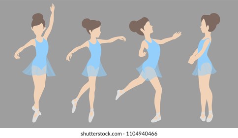 Vector Young Ballet Dancer Set